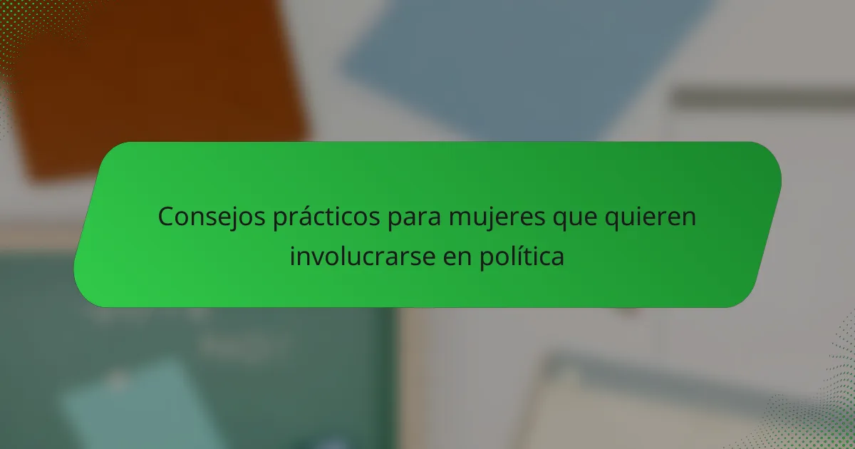 Consejos prácticos para mujeres que quieren involucrarse en política