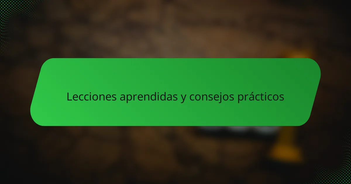 Lecciones aprendidas y consejos prácticos