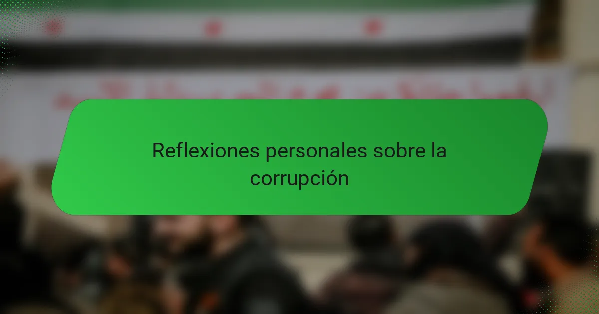 Reflexiones personales sobre la corrupción